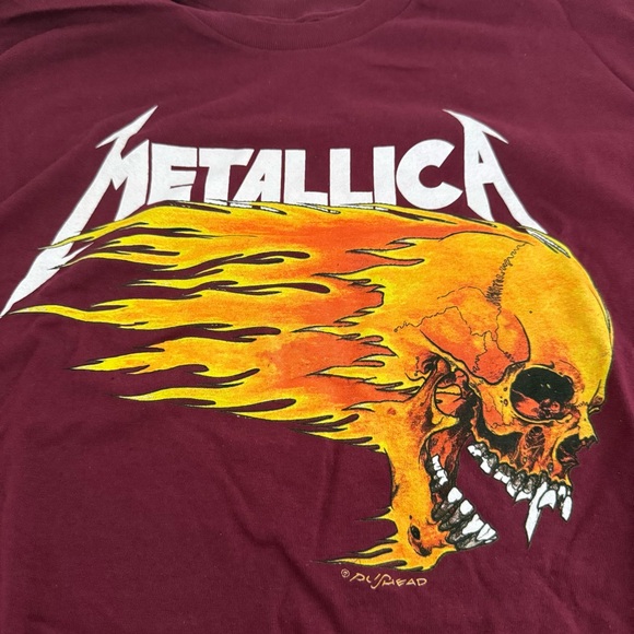 METALLICA PUSHEAD FLAMING SKULL T-SHIRT XXL - Picture 2 of 5